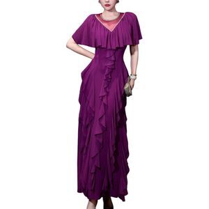 Burryco Womens Purple Solid Maxi Dress, Purple